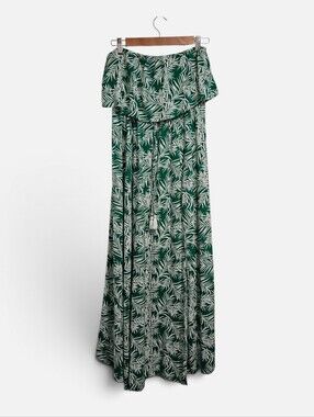 japna green dress | Dresses | Japna Tropical Off Shoulder Maxi Size S Sangria and Gold